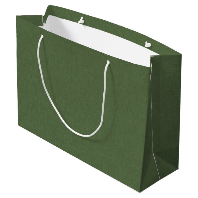 Grand Sac Cadeau Image de texture de lin vert forêt Cadre doré (Dos Angle)