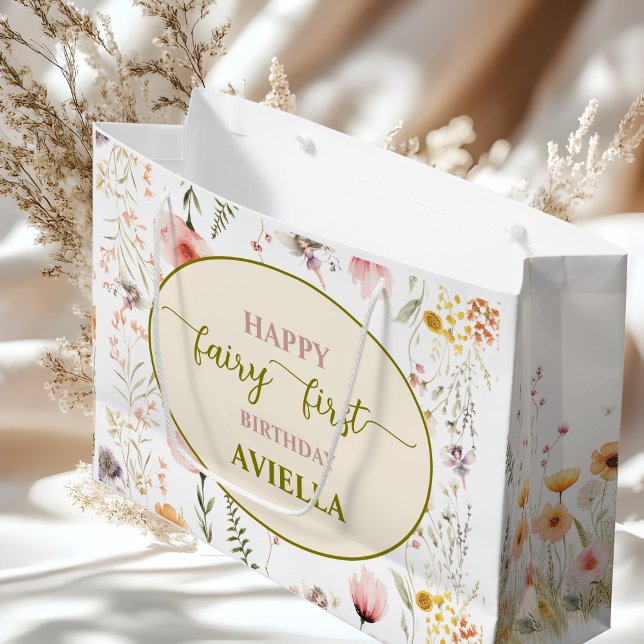 Grand Sac Cadeau Imaginaire fleur sauvage fée premier anniversaire  (Créateur téléchargé)