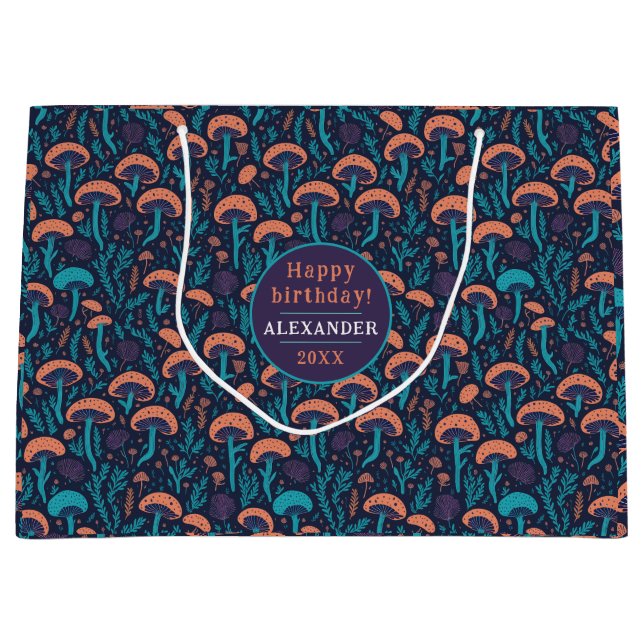 Grand Sac Cadeau Imaginaire Whimsical Woodland Purple Mushroom Moti (Devant)