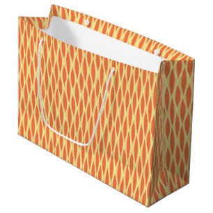 Grand Sac Cadeau Impression à ruban du milieu du siècle - orange et