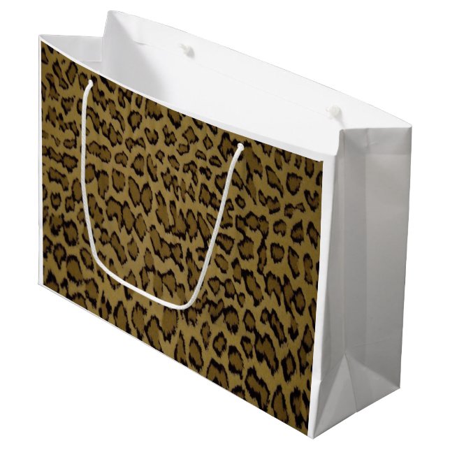 GRAND SAC CADEAU IMPRESSION ANIMAL LÉOPARD (Devant Angle)
