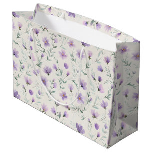 Grand Sac Cadeau Impression botanique de fleurs sauvages cottagecor