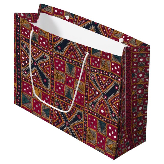 Grand Sac Cadeau Impression d'art décoratif indien (Devant Angle)