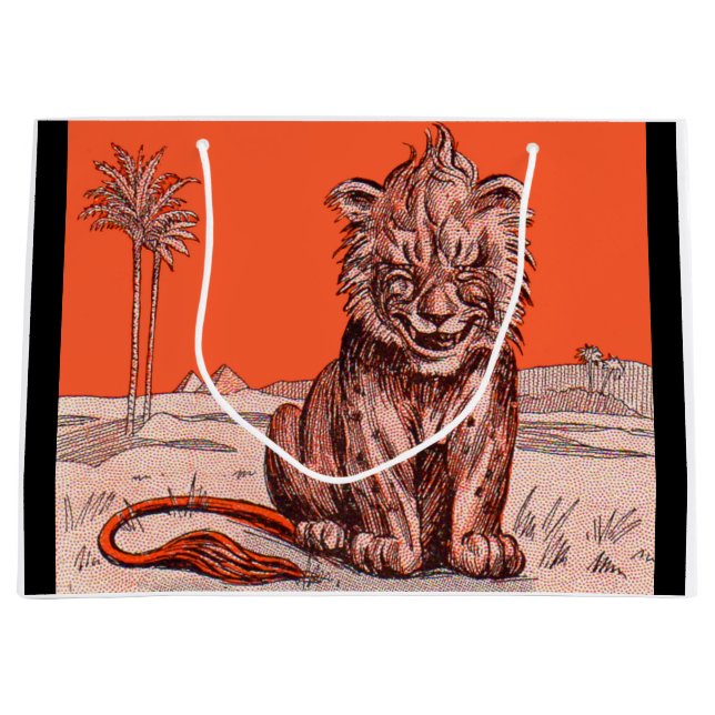 Grand Sac Cadeau impression de lion souriant (Devant)