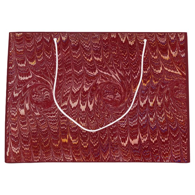 Grand Sac Cadeau impression de marbre rouge brique (Devant)