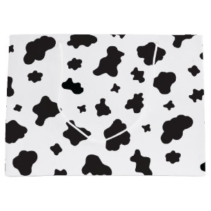 Grand Sac Cadeau Impression de vache noir et blanc