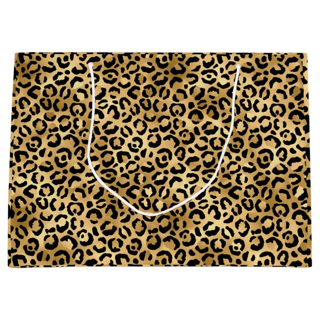 Grand Sac Cadeau Impression léopard noir et or Impression animalièr (Devant)