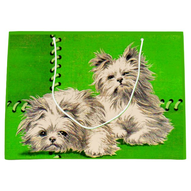 Grand Sac Cadeau imprimé de chiens de couverture mignons (Devant)