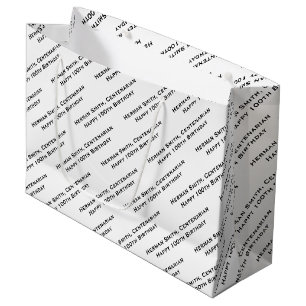 Grand Sac Cadeau Imprimer sur tout le texte Répéter votre texte -