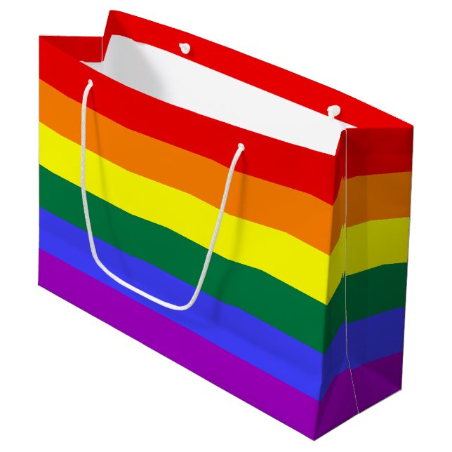 Grand Sac Cadeau Indicateur de la fierté arc-en-ciel (Devant Angle)