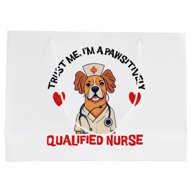 Grand Sac Cadeau Infirmière Qualifiée Pawsitively (Dos)