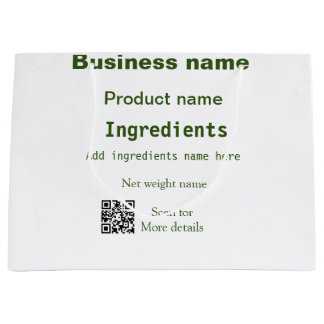 Grand Sac Cadeau Ingrédients ajouter nom du produit poids scan Q R 