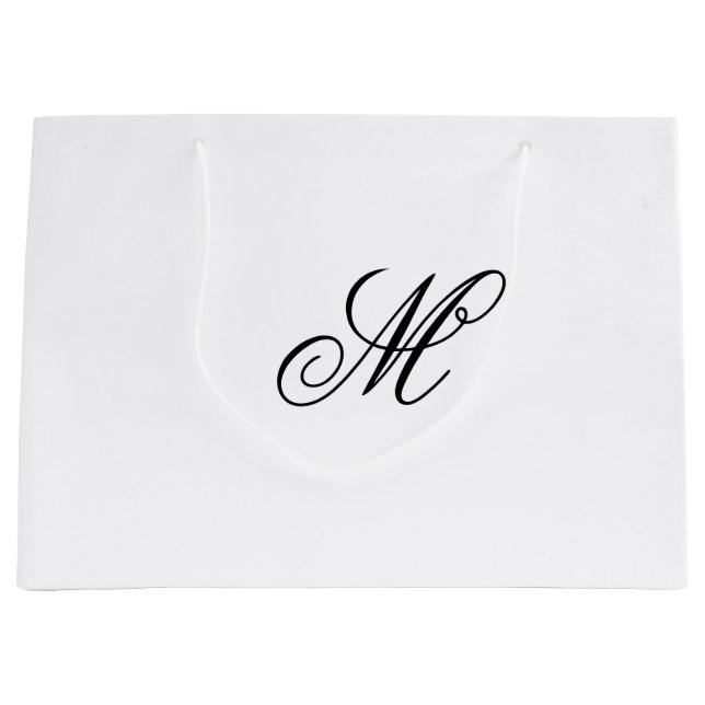 Grand Sac Cadeau Initiale de monogramme élégant  (Devant)