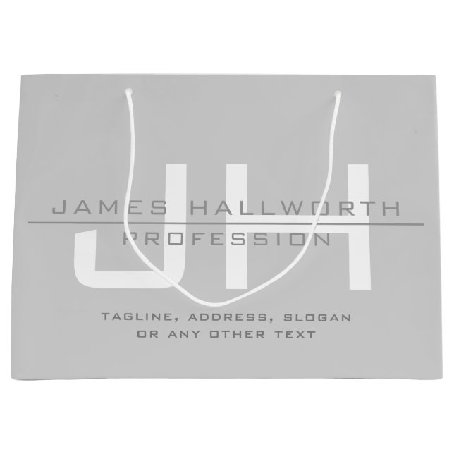 Grand Sac Cadeau Initiales monogrammées modernes (ou autre texte) G (Devant)