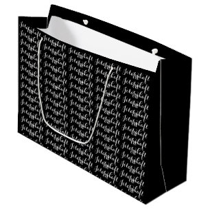 Grand Sac Cadeau Inondation blanche noire de livre de Jólabókafl