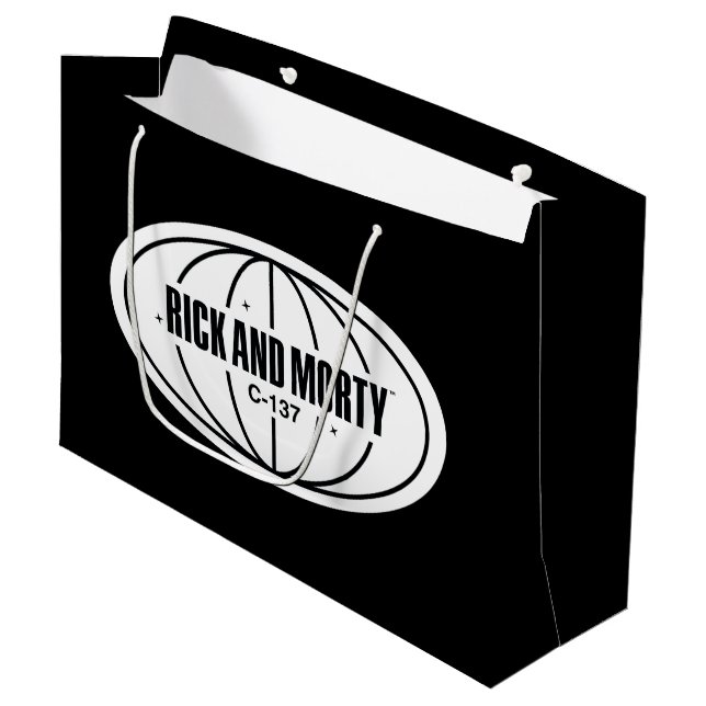 Grand Sac Cadeau Insigne de cote Retro Rick et Morty C-137 (Devant Angle)