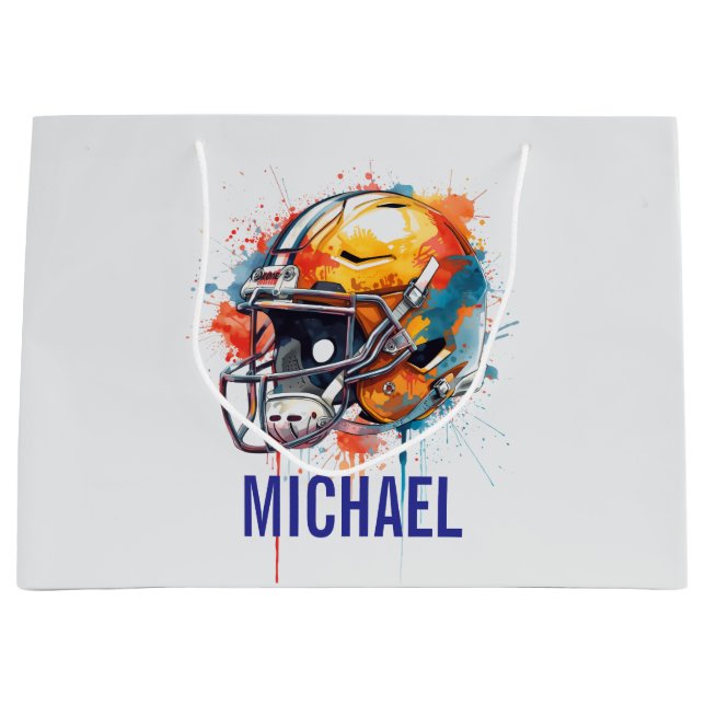 Grand Sac Cadeau Inspirational Motivational Football Helmet Name (Devant)