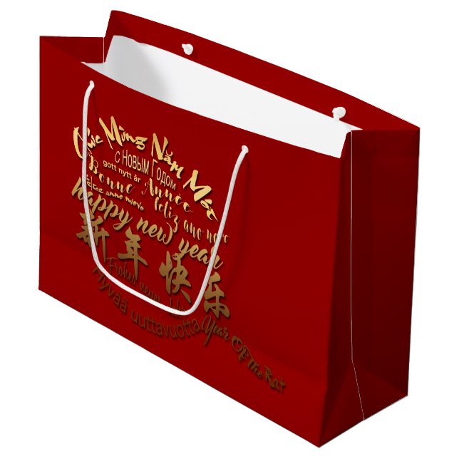 Grand Sac Cadeau International Gold Wives Rat Nouvel An 2020 LGB (Devant Angle)