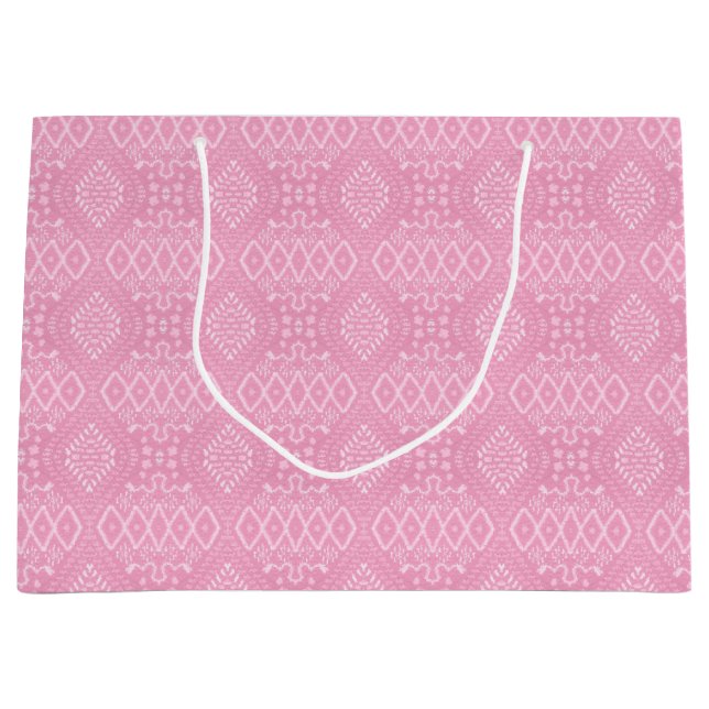 GRAND SAC CADEAU INTRIQUER LES MOTIFS ROSE PASTEL (Devant)