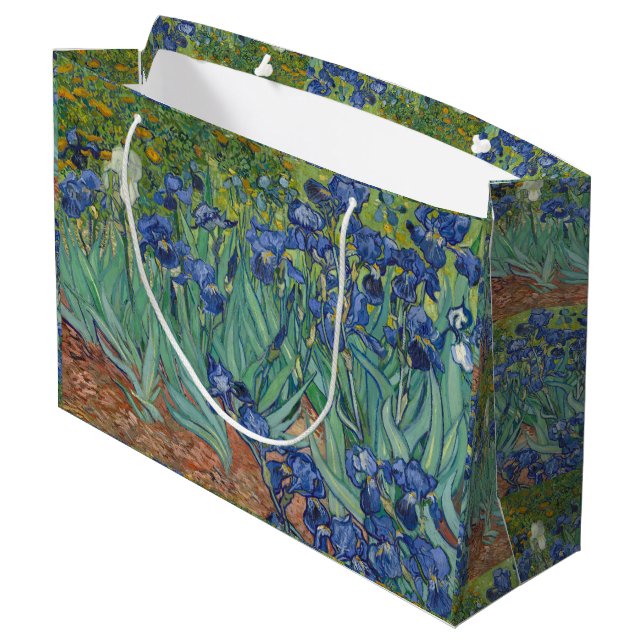 Grand Sac Cadeau Irises bleu vert jaune Van Gogh (Dos Angle)