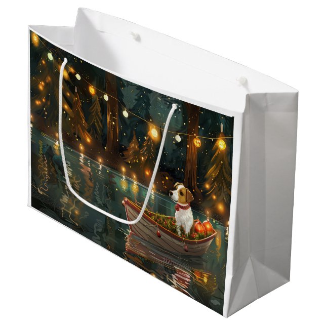 Grand Sac Cadeau Jack Russell Christmas Festive Voyage (Devant Angle)