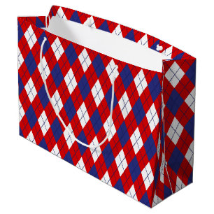Grand Sac Cadeau Jacquard Bleu Bleu Rouge 1 CADEAU L