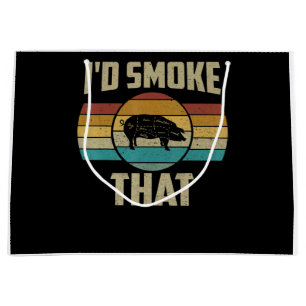 Grand Sac Cadeau J'Ai Fumé Que Drôle Rétro BBQ Pig Grill De Viande 