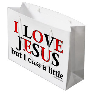 Grand Sac Cadeau J'aime Jésus [mais moi jurent]