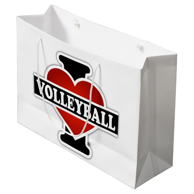 Grand Sac Cadeau J'aime le volleyball (Devant Angle)