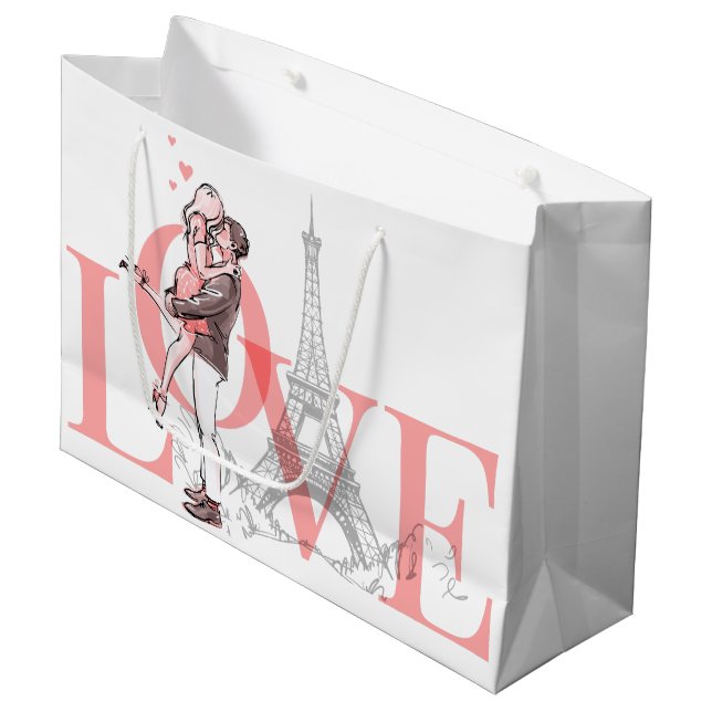 Grand Sac Cadeau J'aime Paris  (Devant Angle)