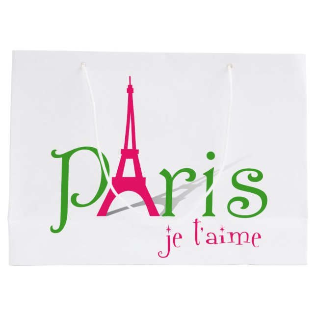 Grand Sac Cadeau J'aime Paris (Dos)