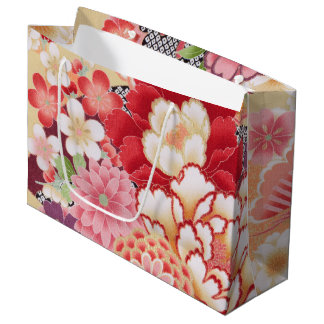 Grand Sac Cadeau Japonais KIMONO Textile, Floret Motif