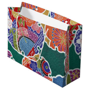 Grand Sac Cadeau Japonais KIMONO Textile, Floret Motif