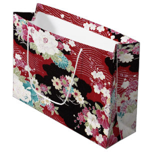 Grand Sac Cadeau Japonais KIMONO Textile, motif floral