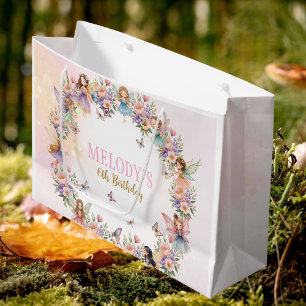 Grand Sac Cadeau Jardin de fées fantaisiste pour 6ème anniversaire