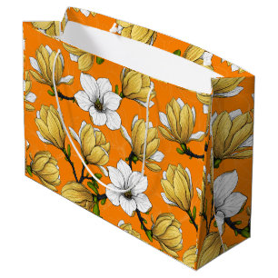 Grand Sac Cadeau Jardin de Magnolia en jaune
