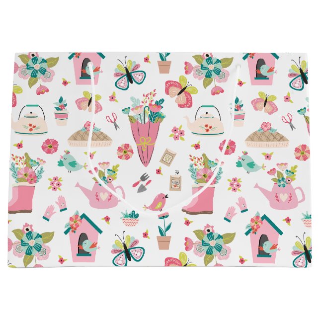 Grand Sac Cadeau Jardin du printemps (Devant)