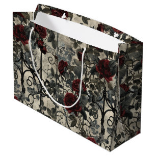 Grand Sac Cadeau Jardin gothique victorien Rose Motif