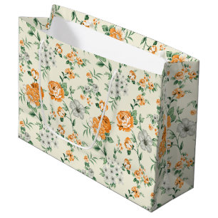 Grand Sac Cadeau Jardin Jaune doux motif floral