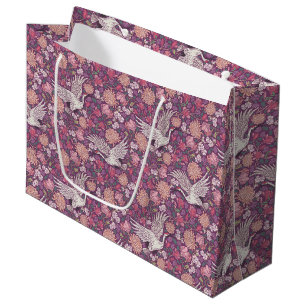 Grand Sac Cadeau Jardin printanier Fête des mères Grue asiatique ch