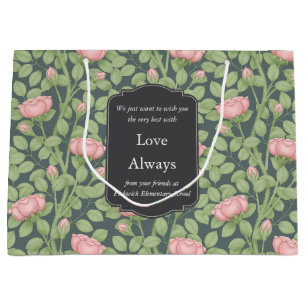 Grand Sac Cadeau Jardin Rose enchanté Brown personnalisé