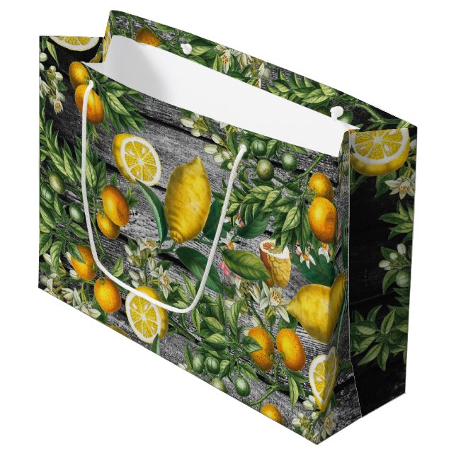 Grand Sac Cadeau Jardin rustique d'agrumes (Devant Angle)