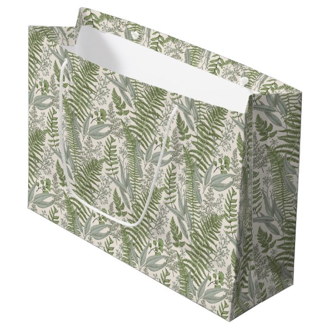 Grand Sac Cadeau Jardin vert fleuri (Devant Angle)