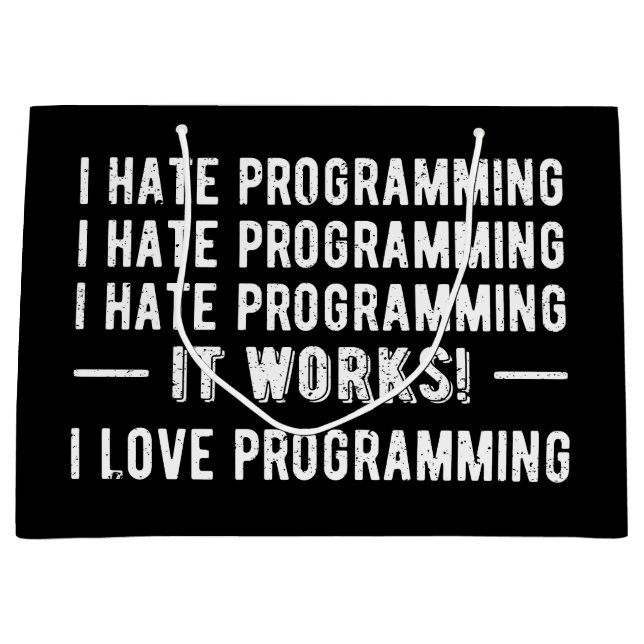 Grand Sac Cadeau Je déteste la programmation - Drôle programmeur II (Devant)