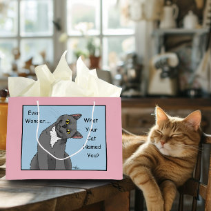 Grand Sac Cadeau Je Me Demande Toujours Curieux Chat Bleu