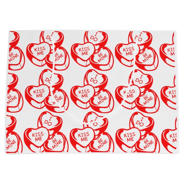 Grand Sac Cadeau Je m'embrasse, sois mienne Saint-Valentin (Devant)