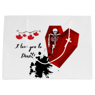 Grand Sac Cadeau "Je t'aime à mort" Saint Valentin