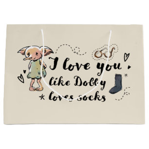 Grand Sac Cadeau Je T'Aime Dobby Aime Les Chaussettes