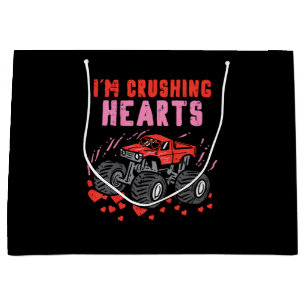Grand Sac Cadeau J'écrase Coeurs Monster Truck Toddler Boys Valenti