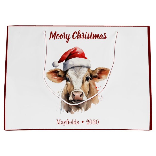 Grand Sac Cadeau Jersey Cow "Moory Christmas" (Devant)